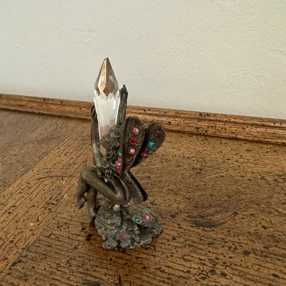 Rare Comstock CCI Pewter Fairy Fae Nymph Pixie Crystal Rhinestones Figurine - Picture 4 of 11